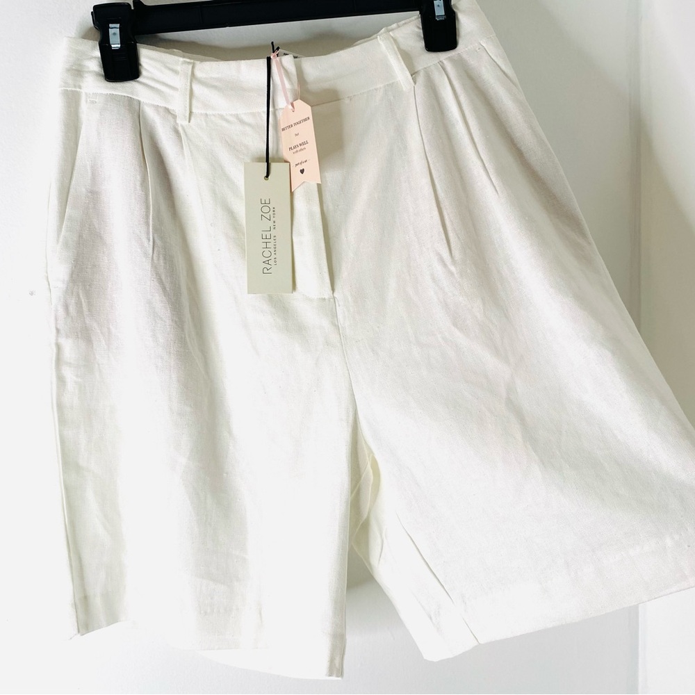 NWT Rachel Zoe Linen Pleated Shorts White